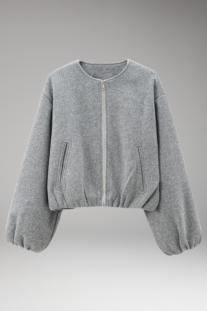 Women's Bomber Jacket Short Zip Front Long Sleeve - VibreMode