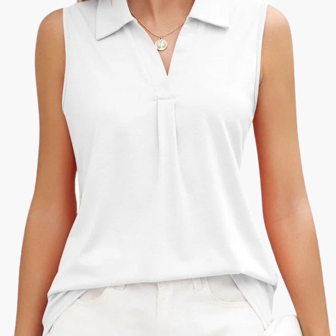 Women's Sleeveless Collared Blouse Woven Summer - VibreMode