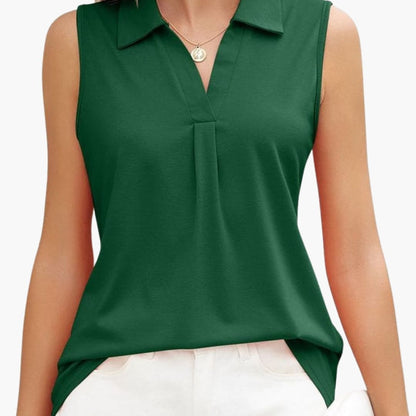 Women's Sleeveless Collared Blouse Woven Summer