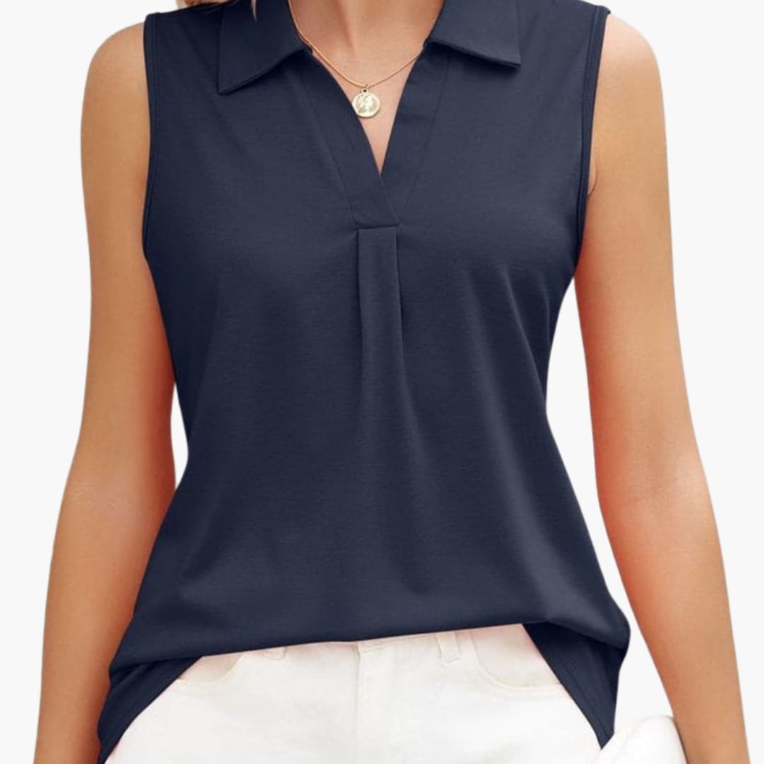 Women's Sleeveless Collared Blouse Woven Summer