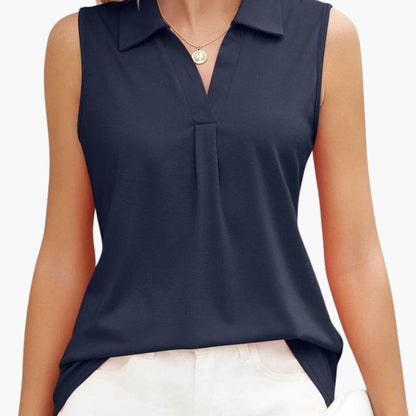 Women's Sleeveless Collared Blouse Woven Summer