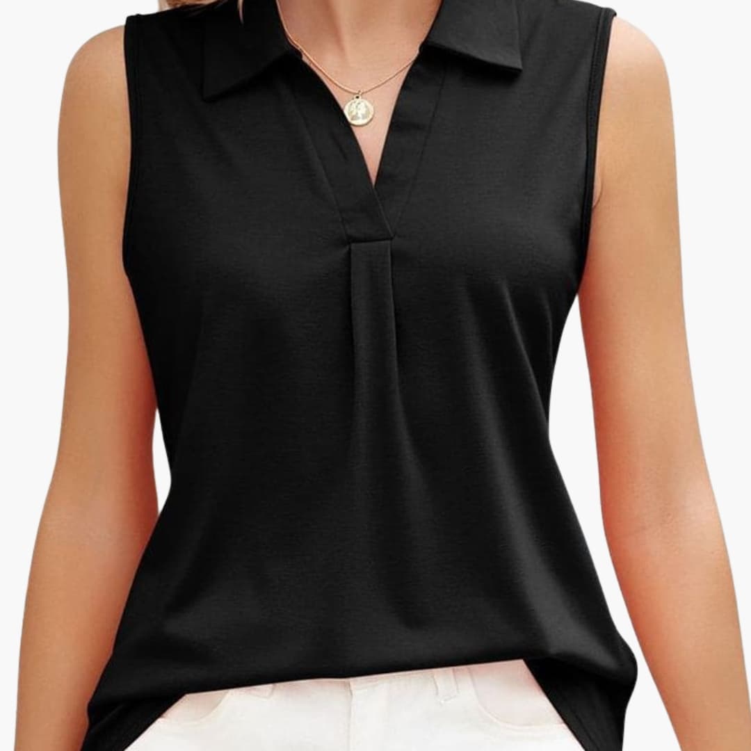 Women's Sleeveless Collared Blouse Woven Summer
