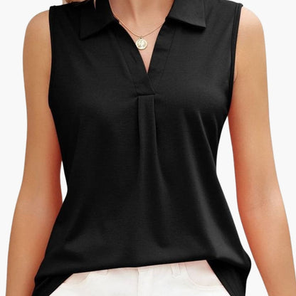Women's Sleeveless Collared Blouse Woven Summer