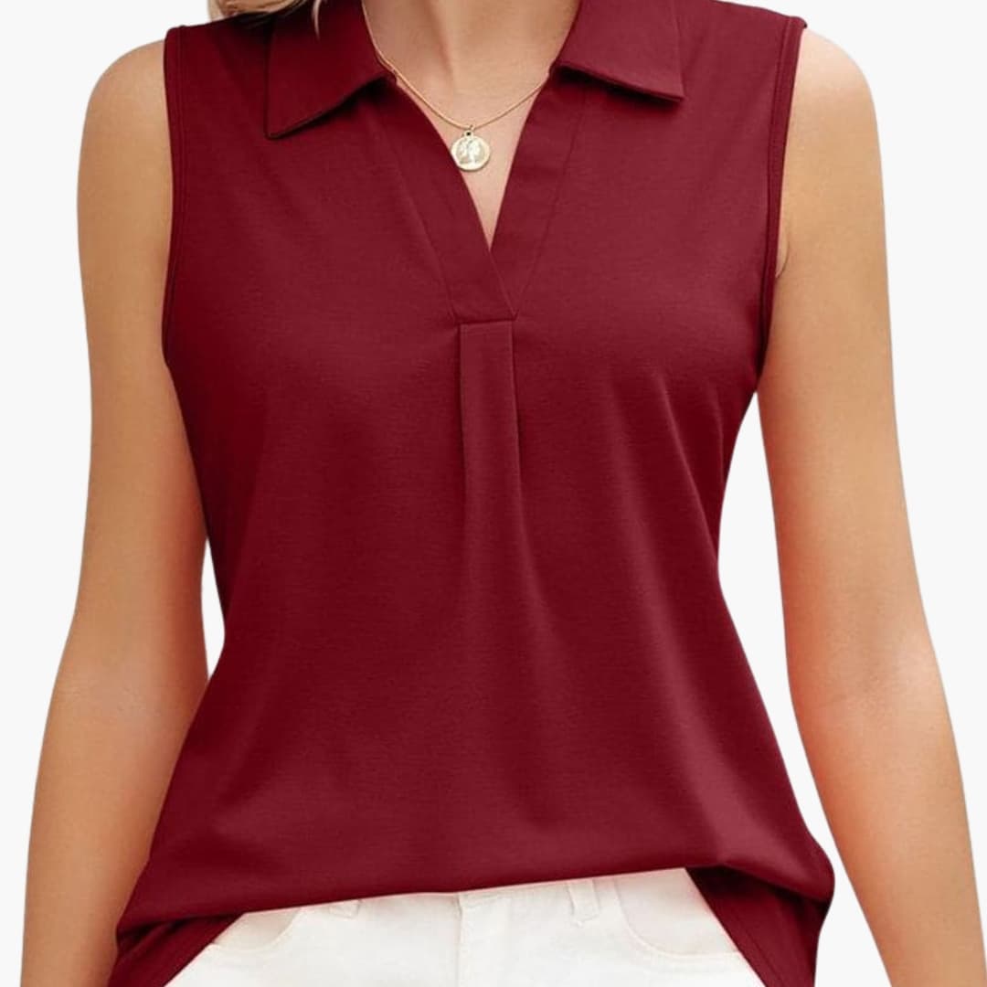 Women's Sleeveless Collared Blouse Woven Summer