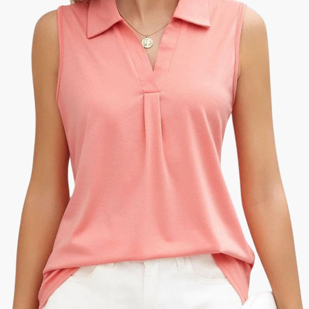 Women's Sleeveless Collared Blouse Woven Summer