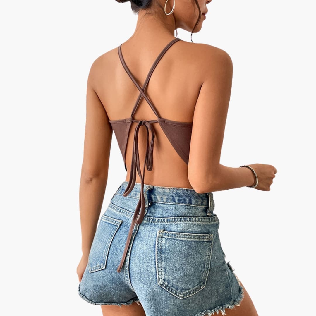 Women's Sleeveless Crop Front Slit Design