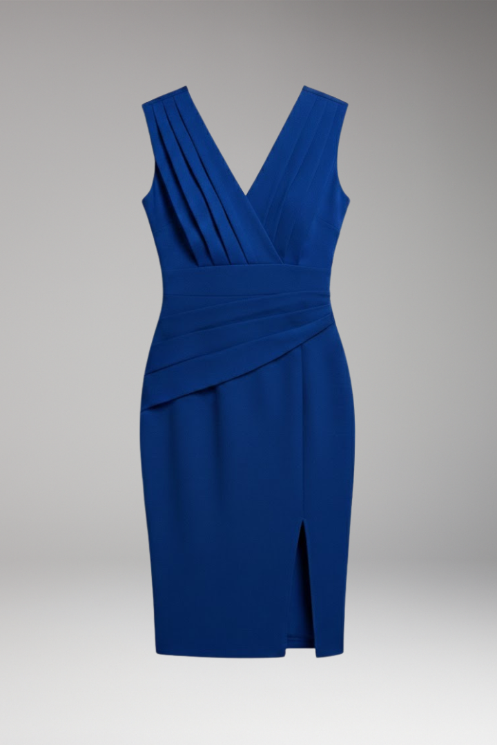 Women's Sleeveless High Waist Dress With Front Slit - VibreMode