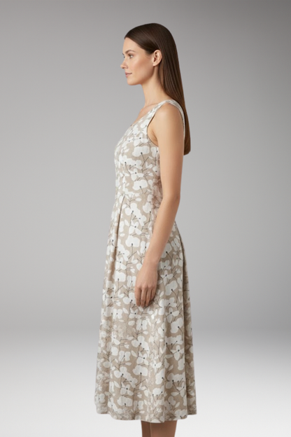 Women's Sleeveless Round Neck Floral Dress