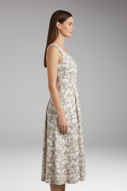 Women's Sleeveless Round Neck Floral Dress