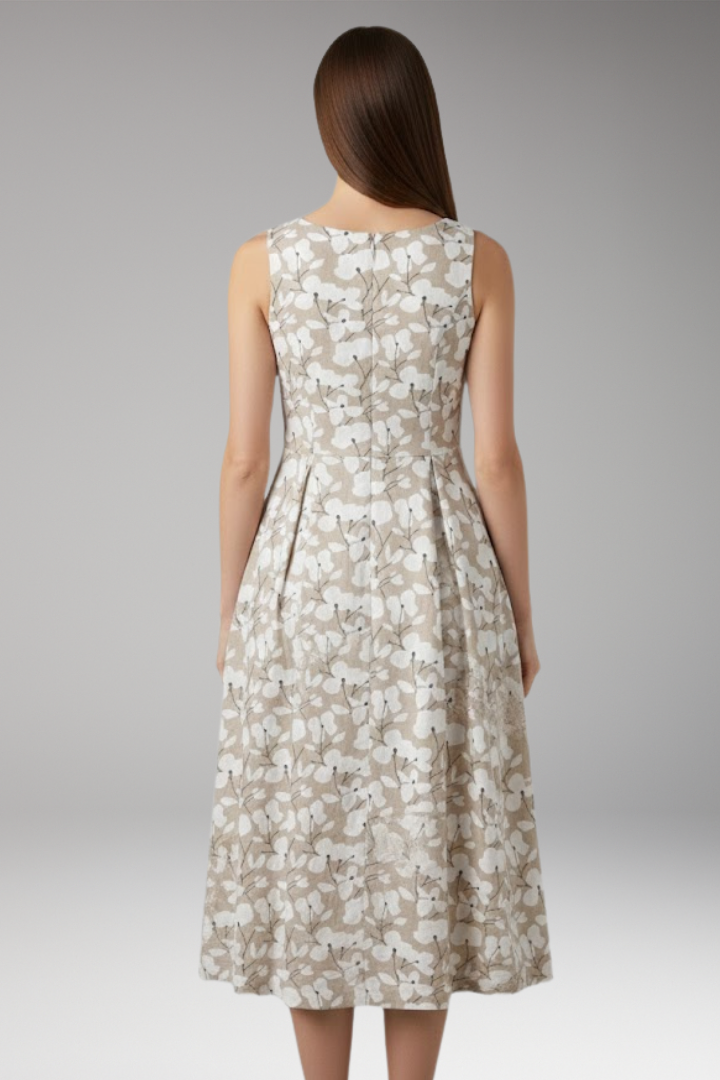Women's Sleeveless Round Neck Floral Dress