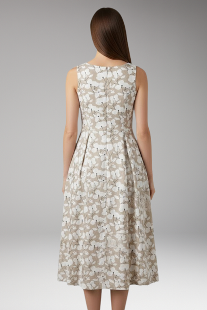 Women's Sleeveless Round Neck Floral Dress