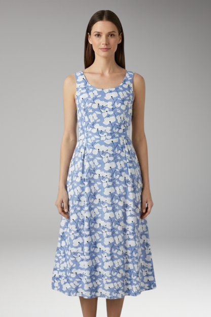 Women's Sleeveless Round Neck Floral Dress