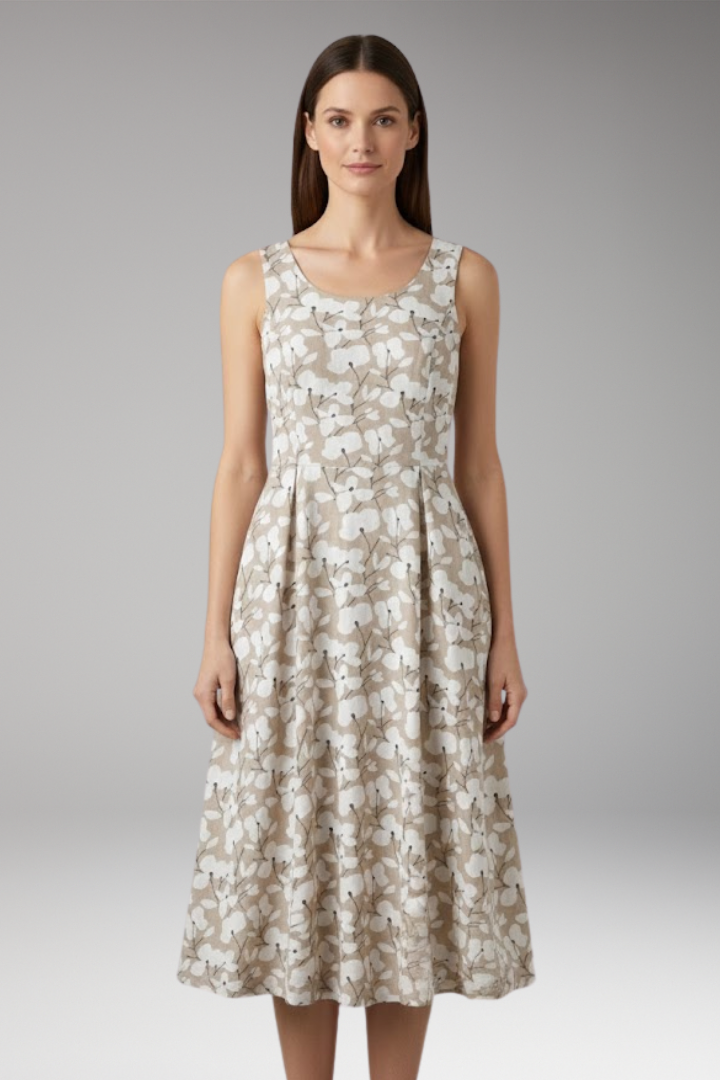 Women's Sleeveless Round Neck Floral Dress