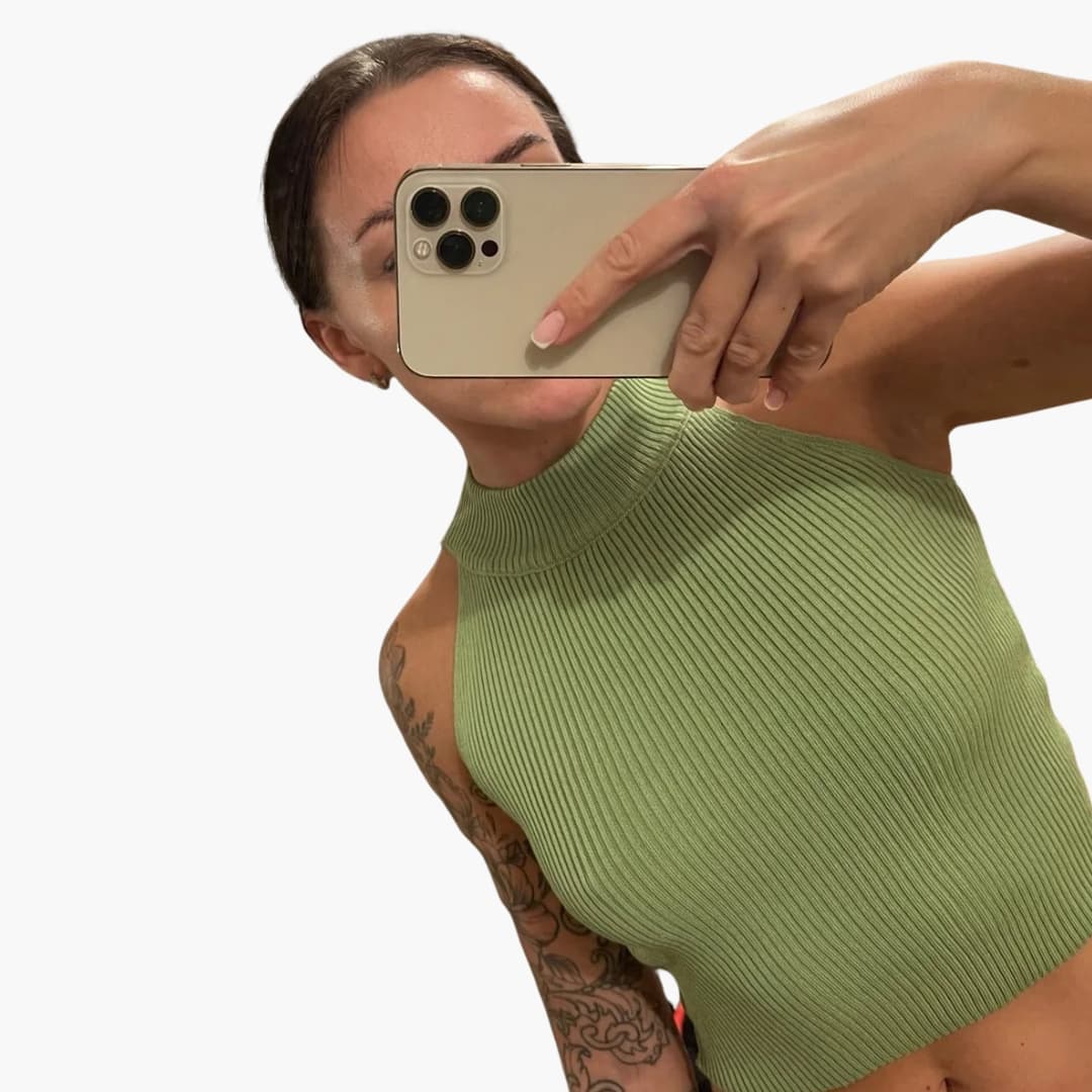 Women's Ribbed Crop Sleeveless High Neck