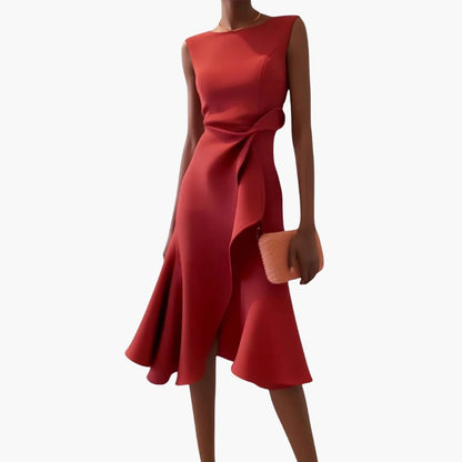 Women's Asymmetrical Sleeveless Midi Dress - VibreMode