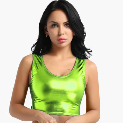 Women's Sleeveless Crop Round Neck