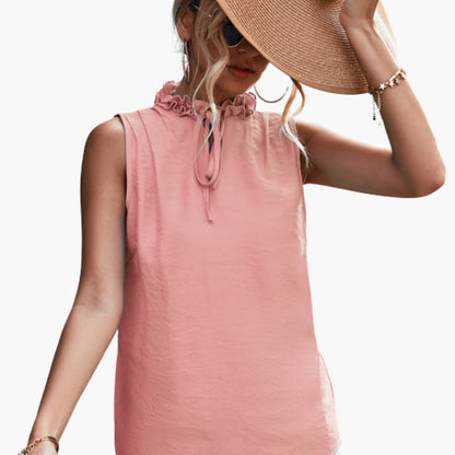 Women's Ruffle Neck Tank - VibreMode