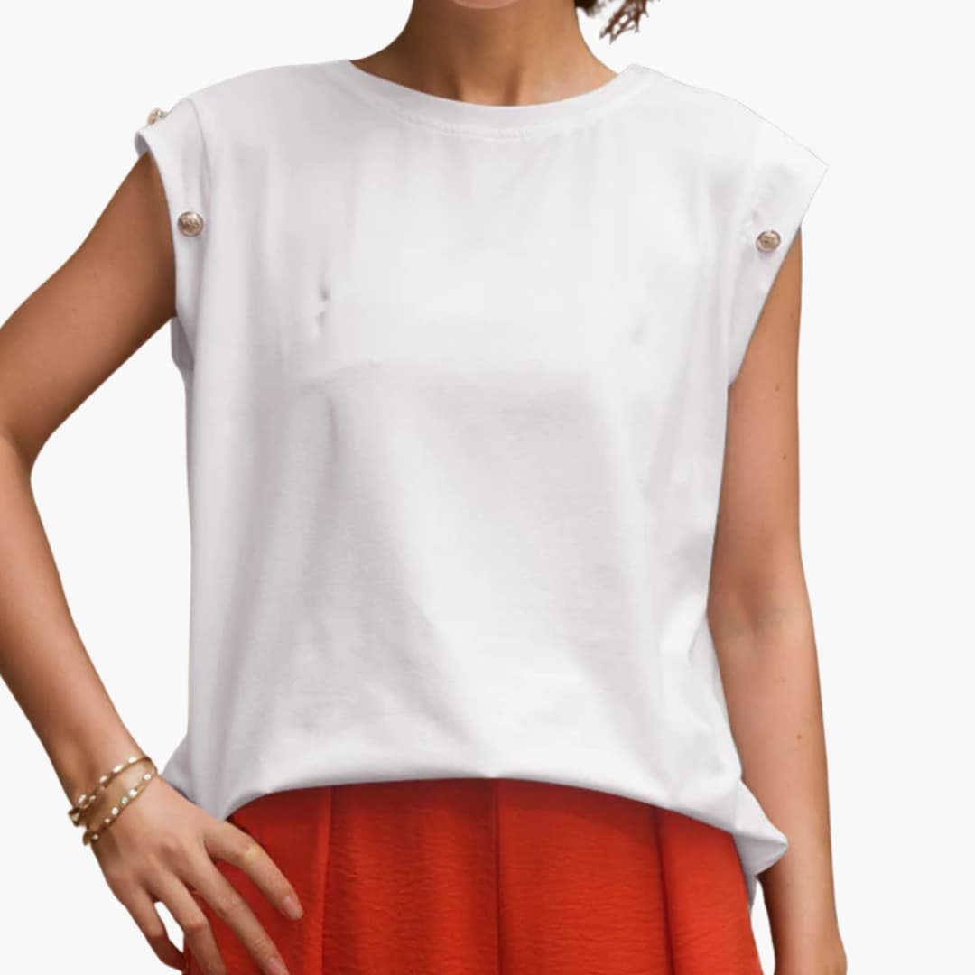 Women's Sleeveless Round Neck Striped T-Shirt