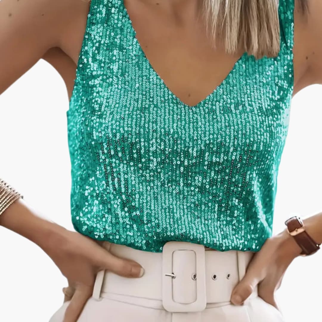 Women's Sleeveless Sequin Round Neck