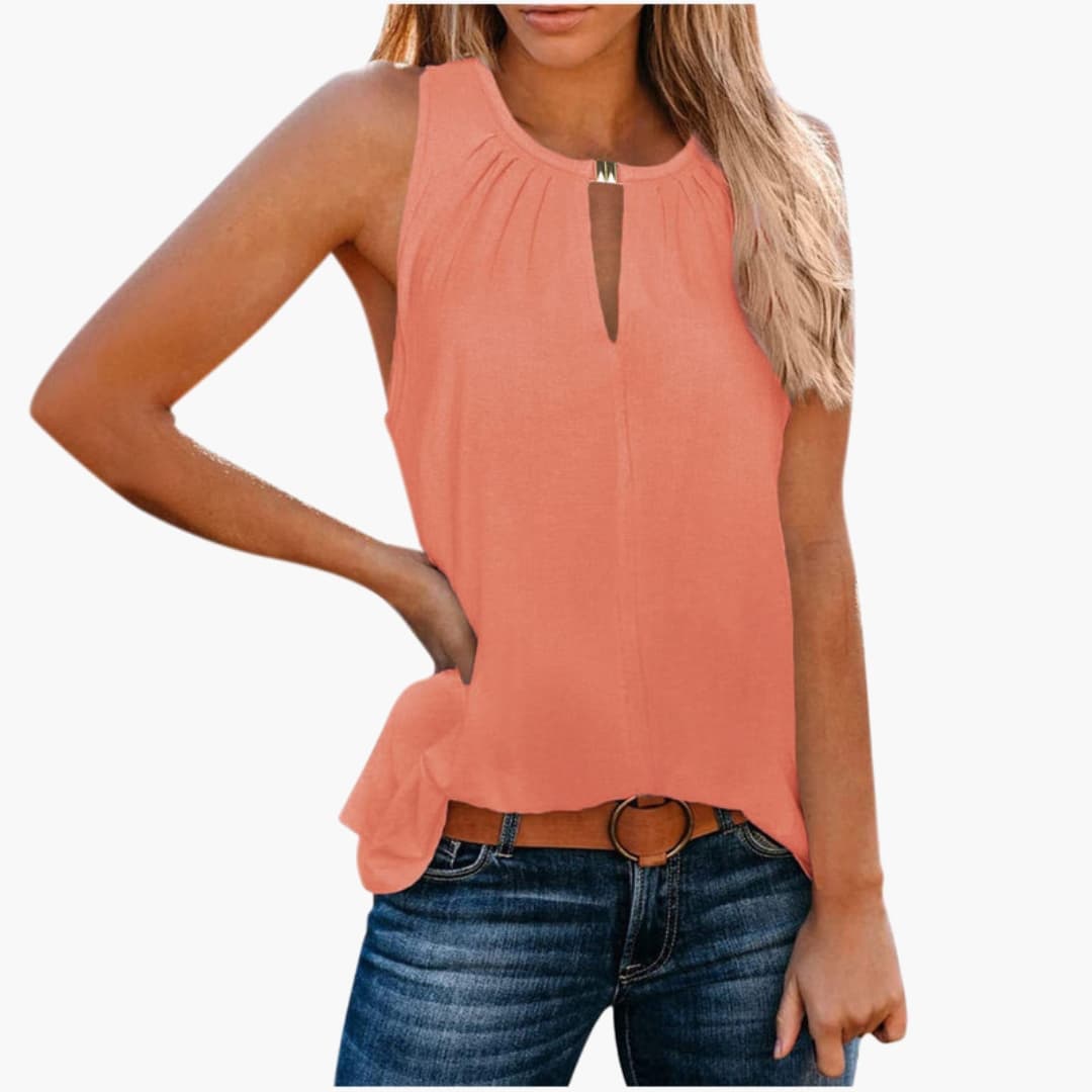 Women's Sleeveless Pleated Neckline