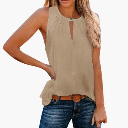 Women's Sleeveless Pleated Neckline