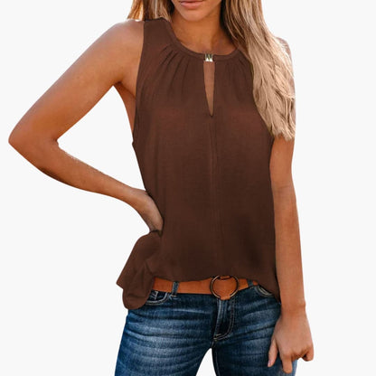 Women's Sleeveless Pleated Neckline