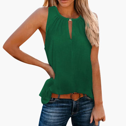 Women's Sleeveless Pleated Neckline