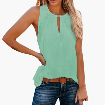 Women's Sleeveless Pleated Neckline