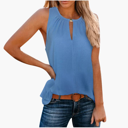 Women's Sleeveless Pleated Neckline