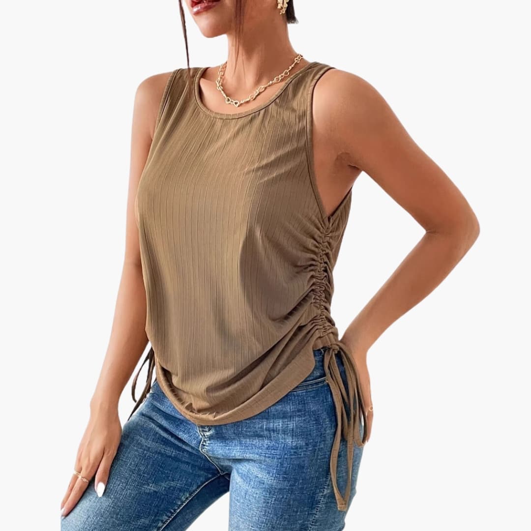Women's Sleeveless Ruched Elastic Hem - VibreMode