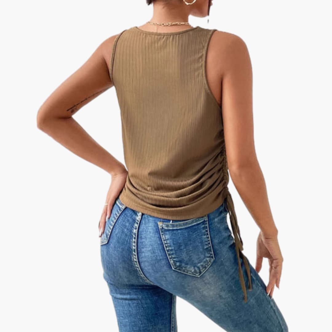 Women's Sleeveless Ruched Elastic Hem