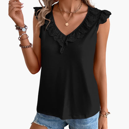 Women's V-Neck Lace Trim Tank