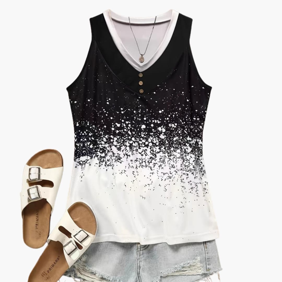 Women's Sleeveless V-Neck Button