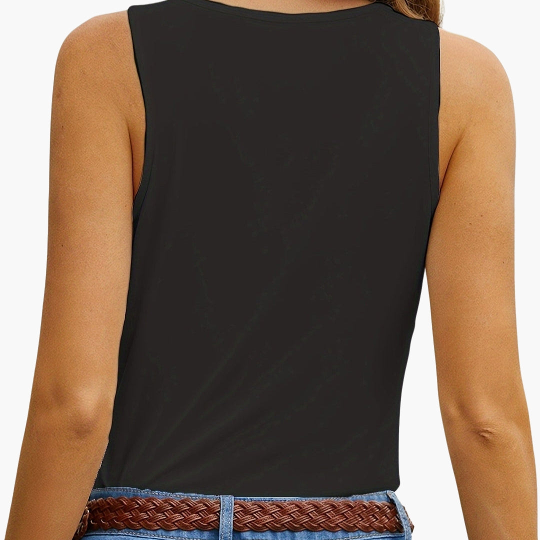 Women's Tank Sleeveless V-Neck Wavy Hem