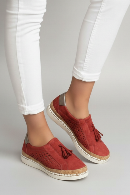 Women's Slip On Shoes Perforated Upper Flat Sole