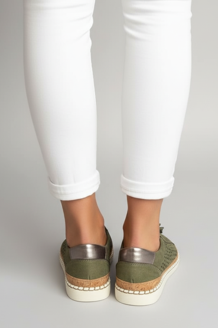 Women's Slip On Shoes Perforated Upper Flat Sole