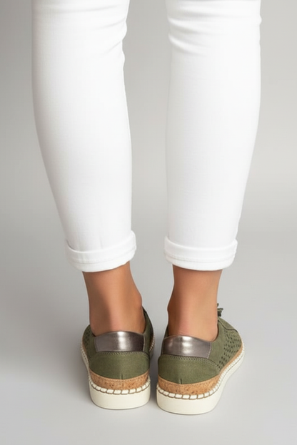Women's Slip On Shoes Perforated Upper Flat Sole