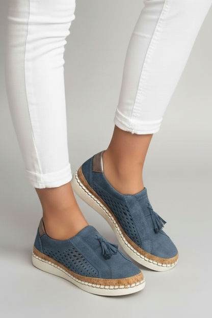 Women's Slip On Shoes Perforated Upper Flat Sole