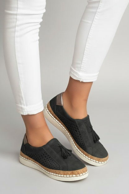 Women's Slip On Shoes Perforated Upper Flat Sole