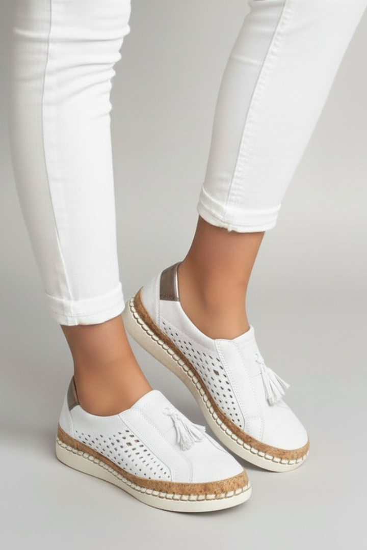 Women's Slip On Shoes Perforated Upper Flat Sole