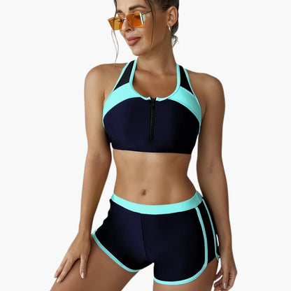 Women's Solid Bikini Set Adjustable Straps