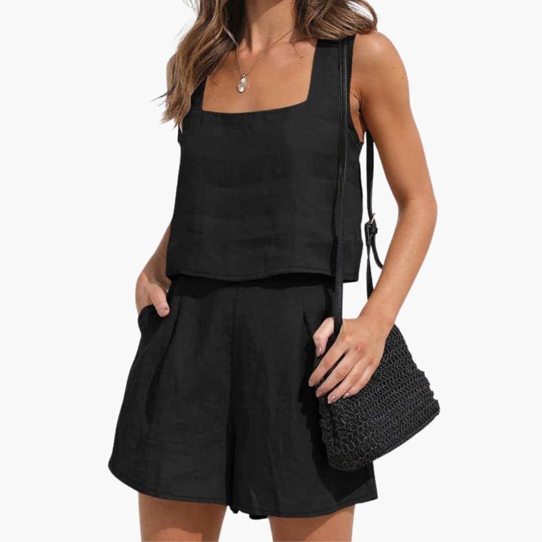 Women's Crop And Shorts Set Two Piece