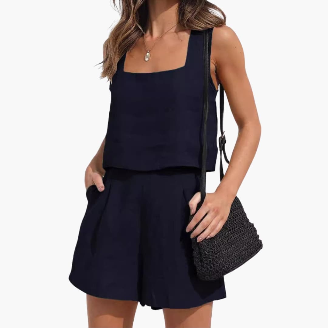 Women's Crop And Shorts Set Two Piece
