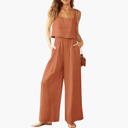 Women's Two-Piece Crop And Wide Leg Pants Set
