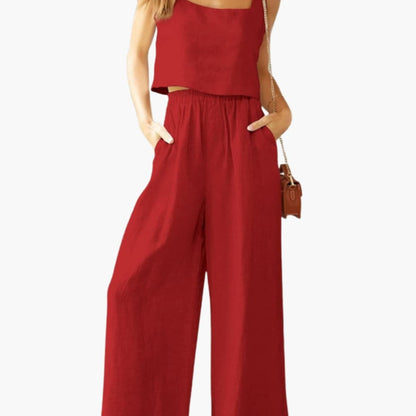 Women's Two-Piece Crop And Wide Leg Pants Set