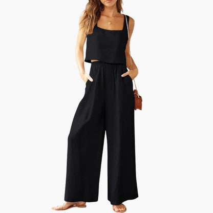 Women's Two-Piece Crop And Wide Leg Pants Set