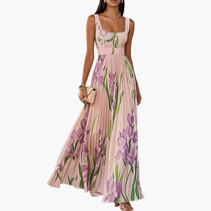 Women's Sleeveless Maxi Dress Pleated A-Line