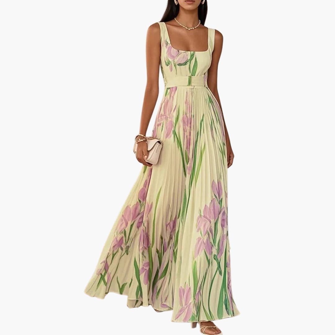 Women's Sleeveless Maxi Dress Pleated A-Line