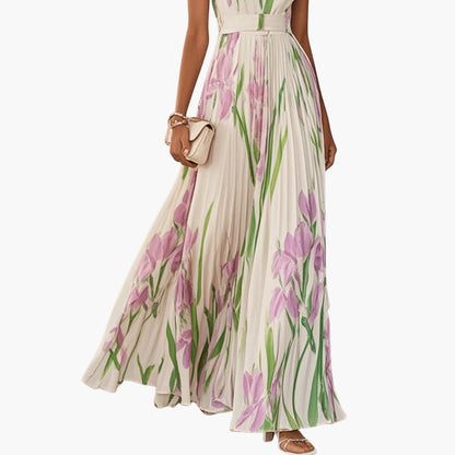 Women's Sleeveless Maxi Dress Pleated A-Line