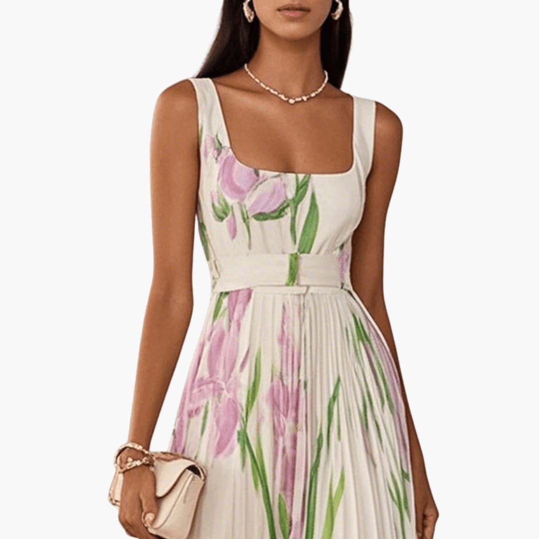 Women's Sleeveless Maxi Dress Pleated A-Line